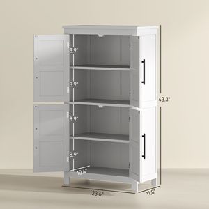 Mobile bagno moderno a 4 ripiani autoportante 60x30x110 cm bianco stile rustico in legno per la casa - Product Image 3