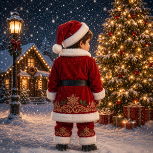 Disfraz de Santa Claus Navideño, Traje de Terciopelo Rojo con Ribete de Piel Blanca, Sombrero y Barba, para Hombre Adulto, Accesorio para Fiesta Navideña, Precio al por Mayor Personalizado - Product Image 6