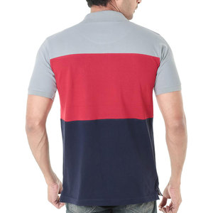 <b>Men's</b> Eco-Friendly 100% Cotton Color Blocked for <b>Shirt</b> Short Sleeve Knitted Breathable Casual Gray Red Navy Blue - Product Image 3