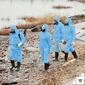 Tute monouso blu Unisex da 5 pezzi da 50 GSM PP vestito da pittori polsini elastici con cerniera vita tute ignifughe 50 GSM 50 pollici - Product Image 5