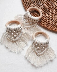 Anillo para servilletas de macramé |   Porta servilletas bohemio para la mesa |   Decoración natural para la mesa |   Decoración de mesa estilo bohemio - Product Image 1