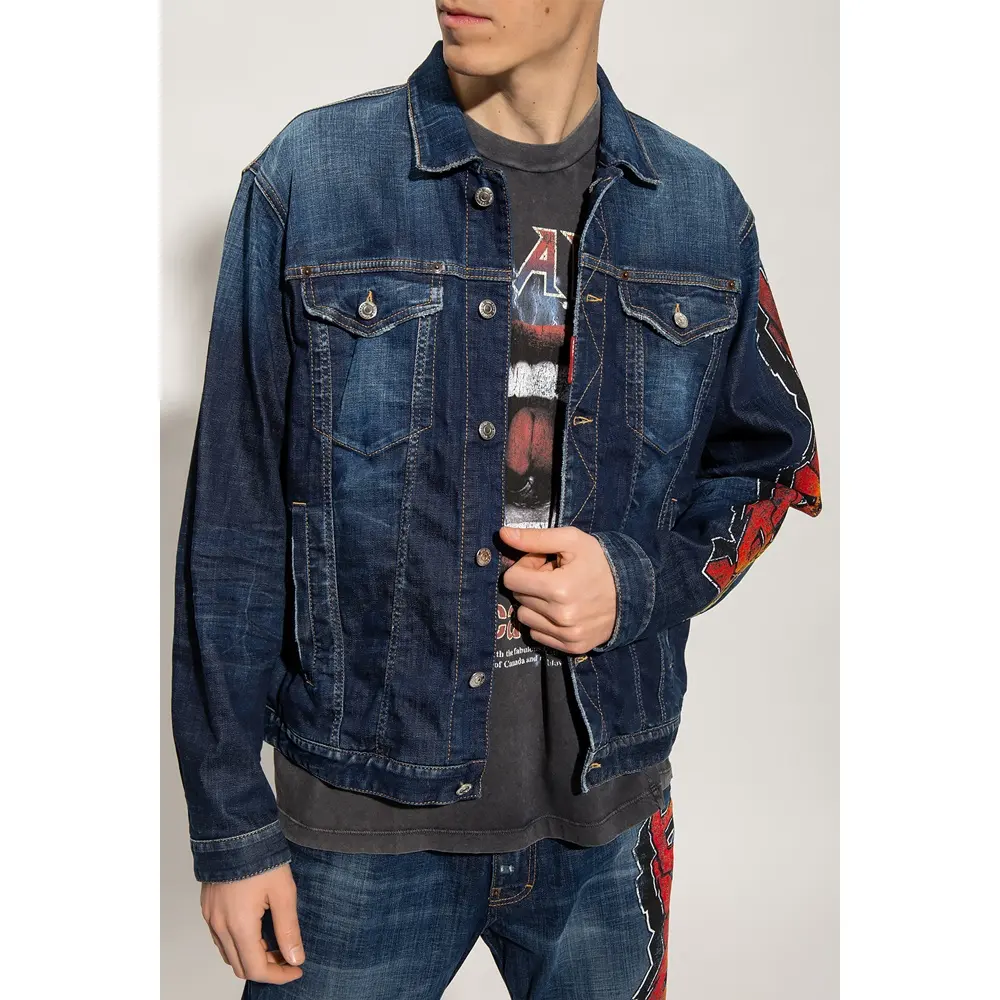 फैशनेबल पुरुषों की आकस्मिक स्टाइलिश डेनिम जैकेट थोक थोक प्लस आकार आउटडोर फैशन विंटेज जीन जैकेट
