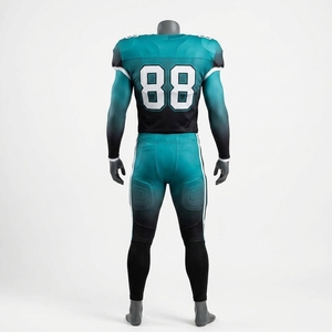 Custom Men's Teal Black American Football Uniform <b>Padded</b> Jersey <b>Pants</b> Set Sports Team Apparel - Product Image 2