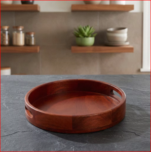 Modern Sustainable Mango Wood Tray with Polished Finish Portable & Flexible <b>for</b> Kitchen Living Room <b>Desk</b> & Wardrobe Tableware - Product Image 4