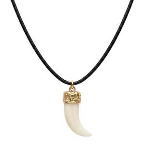 Gold Ivory Number Wings Dangle Pendant Necklace for Men-Adjustable Black Cotton Cord - Product Image 3