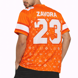 Maillot de football américain en mesh personnalisable par sublimation pour homme, style streetwear oversize, col en V, imprimé graphique, style hip hop, t-shirt en gros - Product Image 2