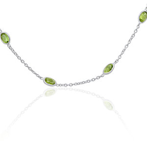 Wholesale Women 925 Sterling Silver Peridot Necklace Minimalist Round Cut Gemstone Chain Necklace for Women Jewelry <b>Gift</b> - Product Image 2
