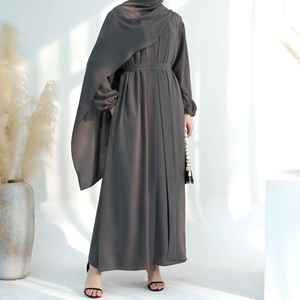 Luxury Kimono Style Modern Muslim Casual Abaya for Women Dubai Modest Islamic Lightweight Breathable <b>Boat</b> Neck <b>Floor</b> Length - Product Image 1