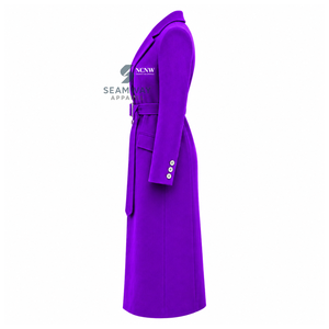 NCNW Abrigo Largo Cruzado con Cinturón para Mujer, Solapa con Muescas, Manga Larga, Estilo Formal y Elegante - Product Image 3
