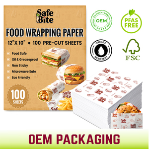 Feuilles de papier biodégradable écologiques imprimées sur mesure, résistantes à la graisse |   Papier d'emballage alimentaire certifié recyclable sans PFAS | - Product Image 3