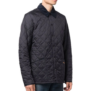 Men's Navy Hooded <b>Quilted</b> Jacket with Zipper Closure Waterproof Windproof Casual <b>Winter</b> Wear - Product Image 2