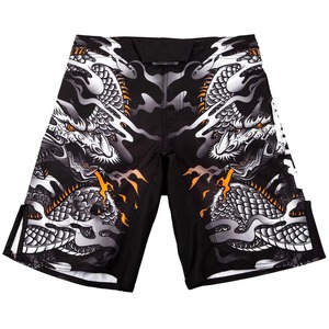Pantalones Cortos Deportivos MMA con Estampado de Dragón Negro para Hombre, Sublimación, Transpirables, Ajuste Atlético, Ropa Deportiva - Product Image 1