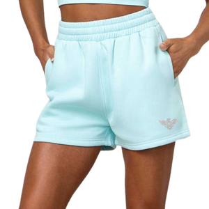 Shorts pour femmes, bleu ciel, en coton léger, séchage rapide, respirant, shorts de sport, poches latérales, taille élastique, décontracté, course à pied, gym - Product Image 1