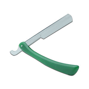 Rasoir droit finition verte, lames en acier à haute teneur en carbone, manche en plastique, design ergonomique, système de lames remplaçables pour usage professionnel des barbiers - Product Image 3