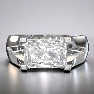 Anillo de Boda Vintage para Mujer con Diamante Cultivado en Laboratorio de Corte Radiante de 3.00 Quilates |   Oro Blanco de 14K |   Regalo de Aniversario de Compromiso IGI - Product Image 1