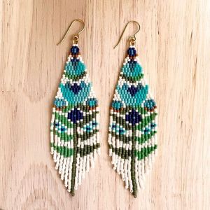 Boucles d'oreilles en perles de verre faites à la main avec sac à main assorti, ensemble de bijoux de luxe en perles de verre faites à la main avec boucles d'oreilles - Product Image 1