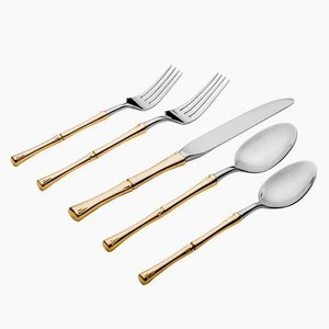Services de couverts en métal de qualité standard avec manche carré pour la maison et les tables de mariage – Couverts dorés - Product Image 2