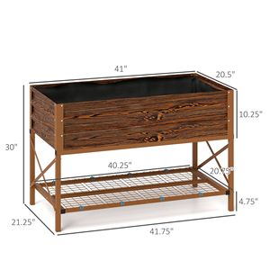 Fioriera Rialzata in Acciaio Zincato Marrone Scuro 100x50x25 cm con Ripiano Portaoggetti, Arredo da Giardino in Metallo - Product Image 3