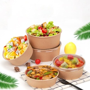 32 oz Eco Friendly Kraft Paper <b>Bowls</b> <b>with</b> Clear <b>Lids</b> Disposable Food Containers for Restaurant Takeaway and Delivery - Product Image 5