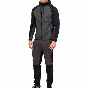 Ensemble de survêtement de sport pour homme en molleton technique, deux pièces, hiver, jogging, respirant, à capuche, décontracté - Product Image 1