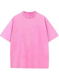 T-shirt Oversize en Coton 100% Lavé à l'Acide, Confortable, Style Urbain, Couleur Unie, Tricoté, Vente en Gros - Product Image 5