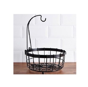 Modern Metal <b>Wire</b> Storage <b>Basket</b> With <b>Hanging</b> Hook Circle Shape For Kitchen Use - Product Image 1