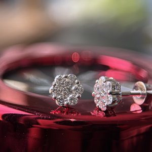 IGI Certified Lab Grown Bridal Jewelry Diamond <b>Earrings</b> 14K White Gold Floral Cluster 0.80 Carat Wedding Studs Party Engagement - Product Image 4