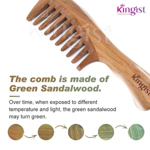 Natural Green Sandalwood <b>Comb</b> for Women Hair Wide Tooth Handle Hot Sale Wooden Wholesale Custom logo & Packaging - Product Image 3