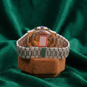 Reloj Pragalbh de Dos Tonos en Oro Rosa, Completamente Adornado con Moissanita, Cuarzo, Estilo Hip-Hop, Ligero, de Acero Inoxidable, Zafiro, Resistente al Agua - Product Image 3