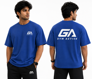 Camiseta de Algodón Azul Rey Extra Grande para Hombre, Manga Corta, Cuello Redondo, Ropa Deportiva, Informal, para Calle, para Hacer Ejercicio - Product Image 5