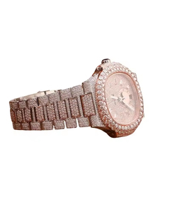 High Quality Round Cut Quartz Movement Stainless Steel Watch Stainless Steel Band Custom <b>Smart</b> Pink Dial 41mm ETA Unisex Luxury - Product Image 3