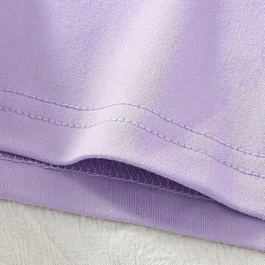 Conjunto de Verano de 2 Piezas para Bebés Niñas, Camiseta Morada y Pantalones Cortos de Algodón, Estampado Floral, Cuello Redondo, Manga Corta, Transpirable - Product Image 6
