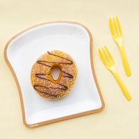 Assiettes jetables en forme de toast pour desserts, dîners, anniversaires, mariages, fêtes, cuillères, certifiées HACCP, qualité alimentaire, design personnalisé imprimé