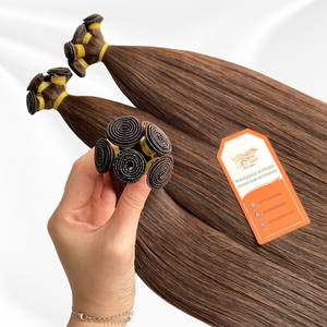 Trame liée à la main extensions de cheveux humains de style droit Remy russe cheveux vietnamiens bruts - Product Image 2