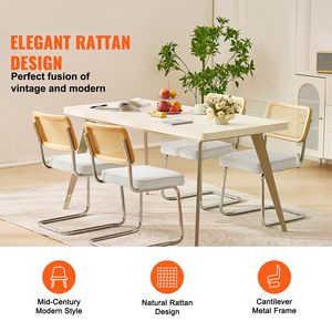 Set di 4 Sedie da Pranzo in Rattan Rivestite in Velluto Stile Mid-Century Modern per Casa e Bar - Product Image 2