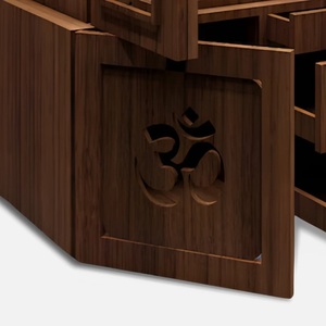 Modern Customized Teak Wood Rectangle <b>Mandir</b> Doors OM Carving Durable High Quality Indian Pooja Temple Home Decor Wholkesale UK - Product Image 5