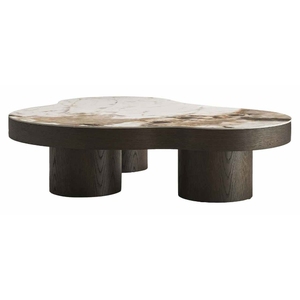 Mesa de Centro Moderna de Mediados de Siglo con Tapa de Mármol y Marco de Madera, Hecha a Mano, Ligera, Ecológica y Fácil de Limpiar, Mueble para Sala de Estar - Product Image 2