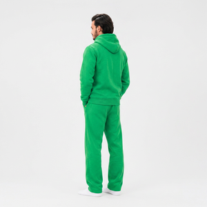 Chándal con Capucha Verde para Hombre, Manga Larga, Color Sólido, Algodón, Ropa Casual con Bolsillos Laterales, Corte Regular, Estilo Otoñal - Product Image 3