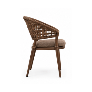 Sillón de Comedor Curvo Tejido con Estructura de Aluminio y Asiento Tapizado para Hostelería Moderna y Mobiliario Comercial - Product Image 3