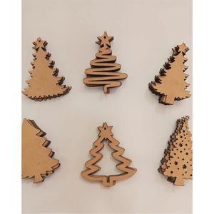 Ornements de Noël en bois en gros, découpés au laser, en bois naturel, décorations suspendues vierges, bricolage, artisanat de Noël, sapin de Noël - Product Image 1