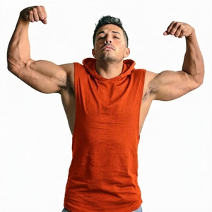 Wholesale Men's Cotton Hooded Tank <b>Top</b> Sleeveless Gym Hoodie Breathable Sweat Absorbing Bodybuilding Muscle Workout Shirt - Product Image 4