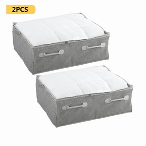Bacs de rangement pliables modernes en bambou pour sous le lit, rectangulaires 26" x 21", lot de 2 - Product Image 1