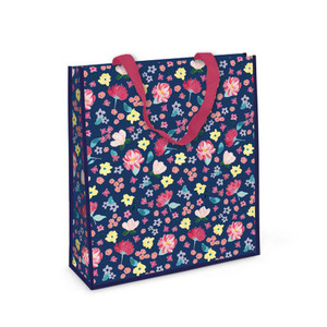 Bolsa de compras reutilizable con diseño de gato de dibujos animados, color azul, de tela no tejida grande con asas de cinta de PP para compras - Product Image 5