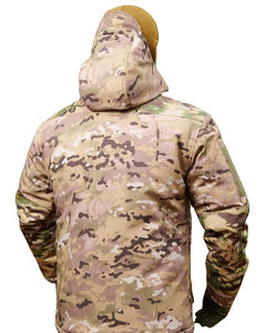 Veste tactique à capuche unisexe décontractée pour l'extérieur, imperméable, respirante, coupe-vent, anti-déchirure, camouflage géométrique en sherpa - Product Image 2