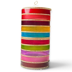 Colorful Acrylic Kashmiri Bangle Set <b>for</b> <b>Women</b> Gold Plated <b>Crystal</b> Fashion Wedding Bridal Jewelry Wholesale Multicolour <b>Bracelet</b> - Product Image 1