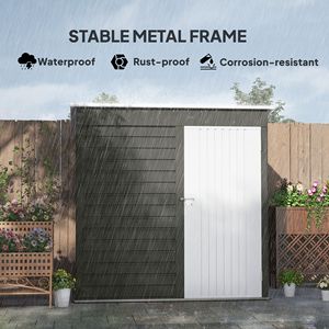 Casetta da Giardino in Metallo Grigio Chiaro 6FT X 4FT con Porta Lucchettabile e Telaio in Plastica, Soluzione di Stoccaggio per Giardino, Patio e Cortile - Product Image 5