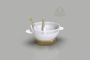 Bol à fruits Ramadan Palestine, ensemble de bols à salade de luxe, bol à fruits décoratif avec support, bol de service à base dorée, service moderne - Product Image 3