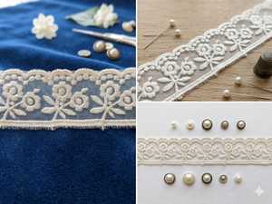 High Quality Premium White Organza Glass Nylon <b>Lace</b> Trim - Floral Vine Scalloped Embroidered Border for Bridal Wear, Apparel - Product Image 5