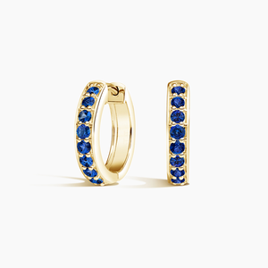 Pendientes de Aro de Oro para Mujer con Piedras Laterales de Zafiro Azul, Estilo Clásico para Uso Diario - Product Image 5