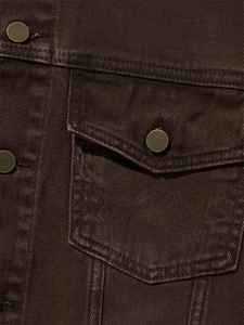 เสื้อแจ็คเก็ตยีนส์สีน้ำตาลฟอกแบบสั่งทำพิเศษ ผ้าฝ้าย 100% เสื้อโค้ทฤดูหนาว สไตล์เรโทร ทรงบ็อกซี่ - Product Image 4